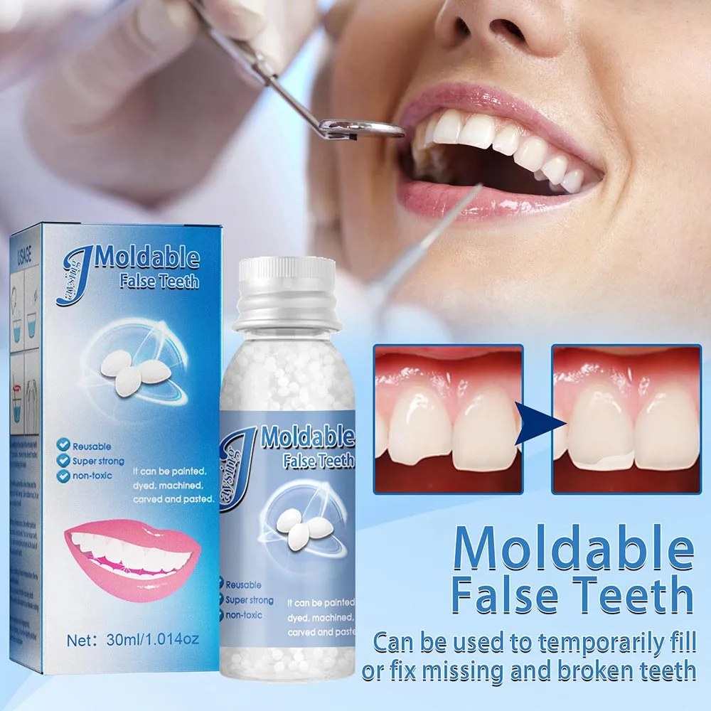 Colle de réparation dentaire en résine, remplissage des espaces dentaires façonnable, réparation temporaire solide des dents, colle pour fausses dents, fournitures dentaires Halloween