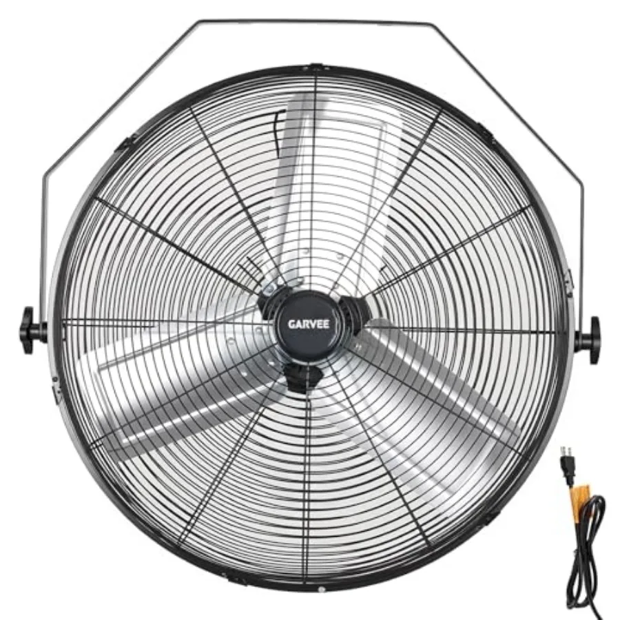 

18 Inch Wall Mount Fan, 3500 CFM 3 Speeds High Velocity Industrial Fan with 360° Tilt Head, IP44 Waterproof Heavy-Duty Aluminum