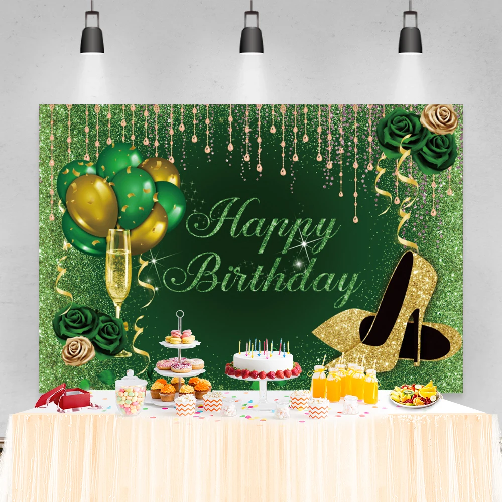 Laeacco Golden Happy 18th Birthday Party เบียร์จุดฉลองโปสเตอร์ภาพพื้นหลังการถ่ายภาพแบบกำหนดเองแบนเนอร์ฉากหลัง Props