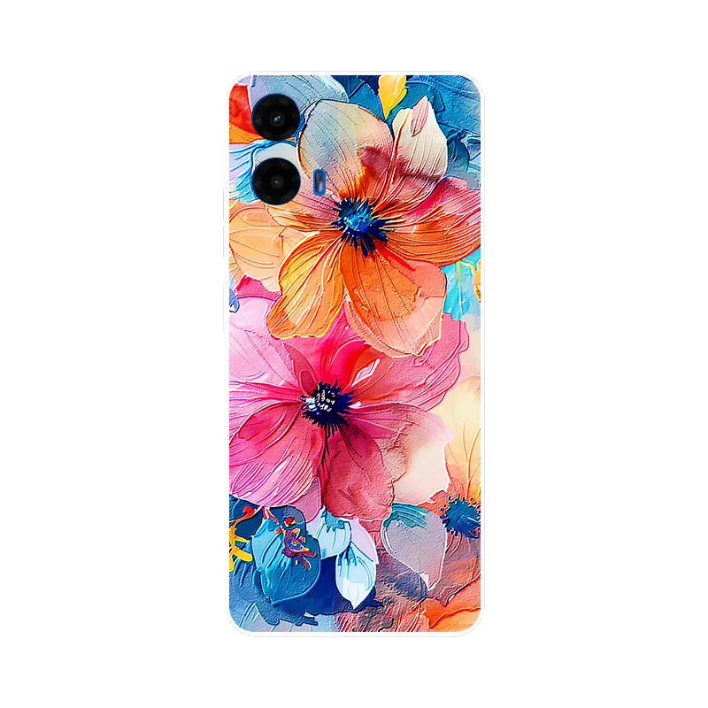 For Motorola Moto G45 5G Case Flower Red Moon Silicone Soft TPU Back Cover for Motorola G45 G 45 Phone Case MotoG45