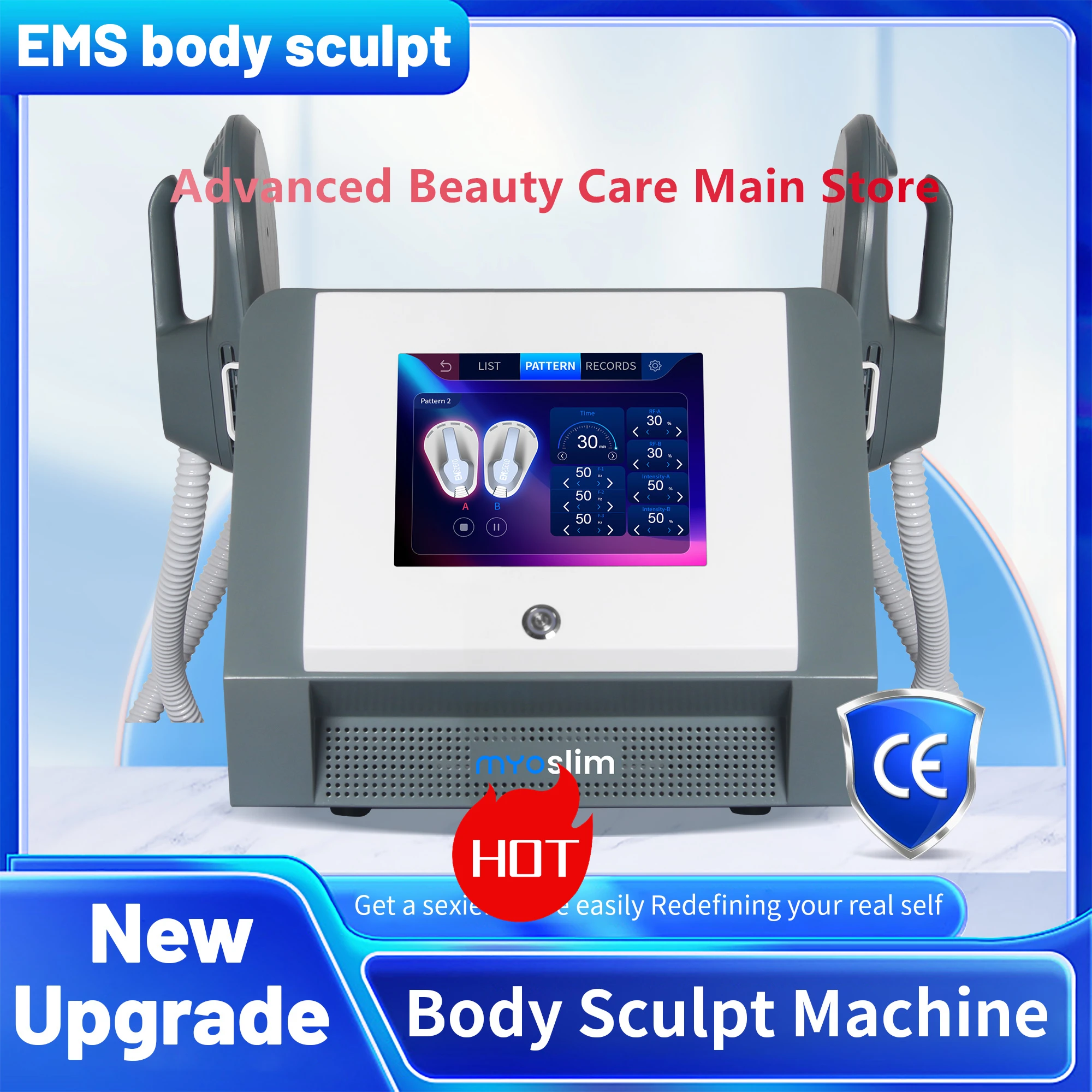 Baru Myoslim RF Stimulasi Otot HI-EMT Mesin Pembentuk Pelangsing Tubuh Berat Peralatan Kecantikan Pengurangan Lemak Pelangsing Tubuh