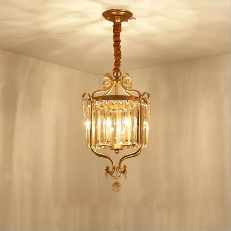 Small Crystal Chandelier Lighting Merican  for Bedroom Study Room Gold Black Lustre Ceiling Chandeliers Crystal Light Fixtures