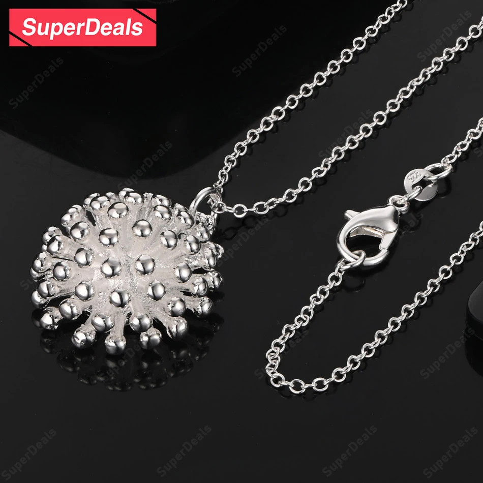 

SuperDeals 925 Sterling Silver Flower Pendant Necklace 4 Chains High-Quality Nice Jewelry Birthday Wedding Party Gift For Women