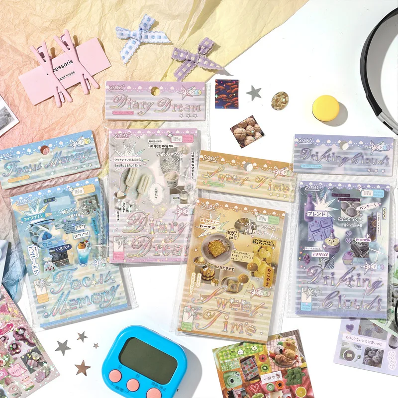 20Pcs Mistveil Casket Series Coated Paper Stickers Lovely Snack Pattern Decals Scrapbooking Journal Supplies