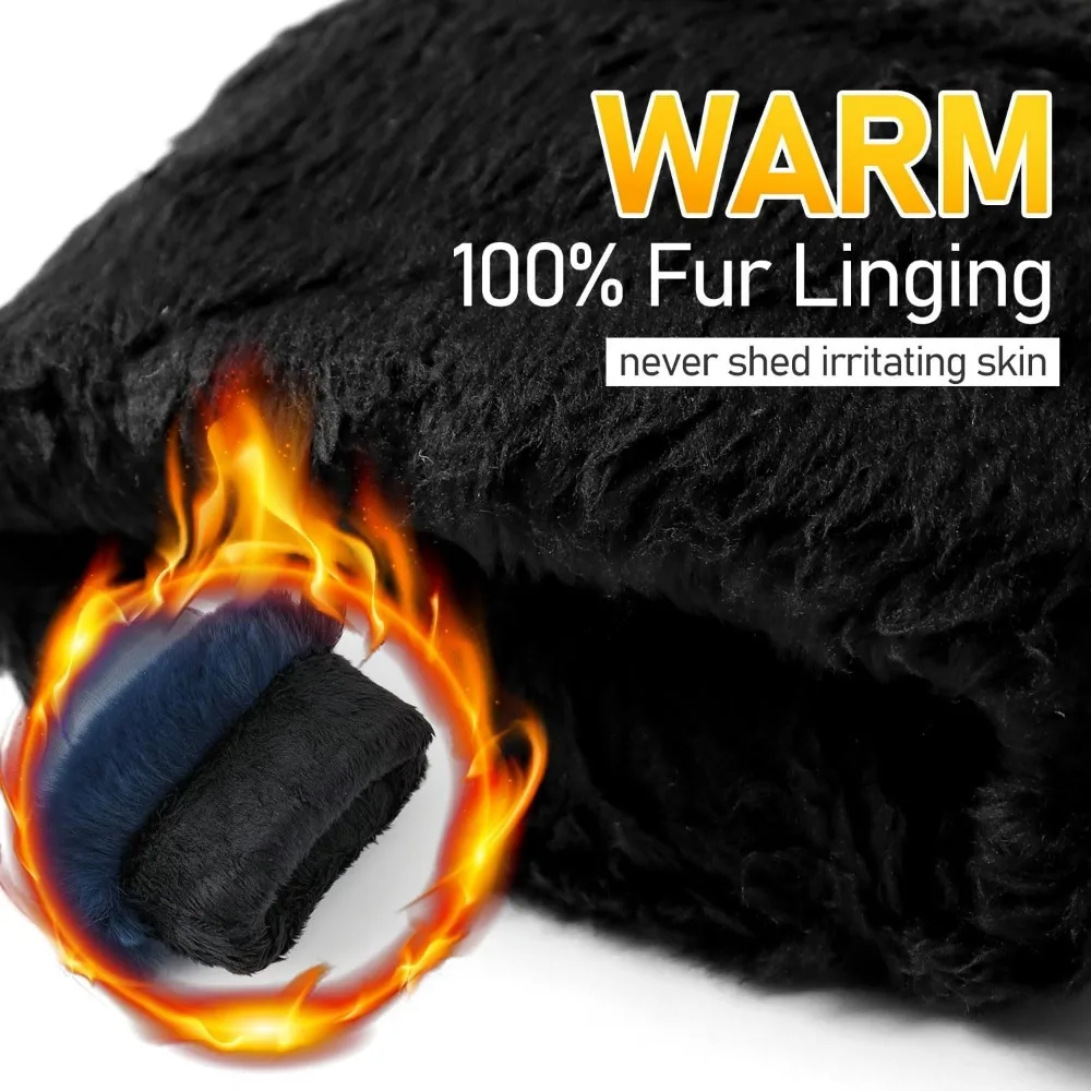 قفازات شتوية من جلد الغنم الأصلي للرجال مع بطانة من فراء الأرانب وصندوق هدايا #5