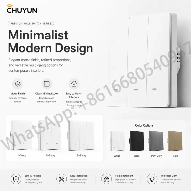 WiFi Smart Switch App Remote Control Smart Home Switch European Standard Button Switch With/Without Neutral Wire