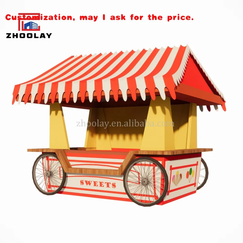 custom.Mobile Food Snack Fruit Cart  Individual Taco Hot Dogs Beverage Handcart Candy Sale Cart Children's Park
