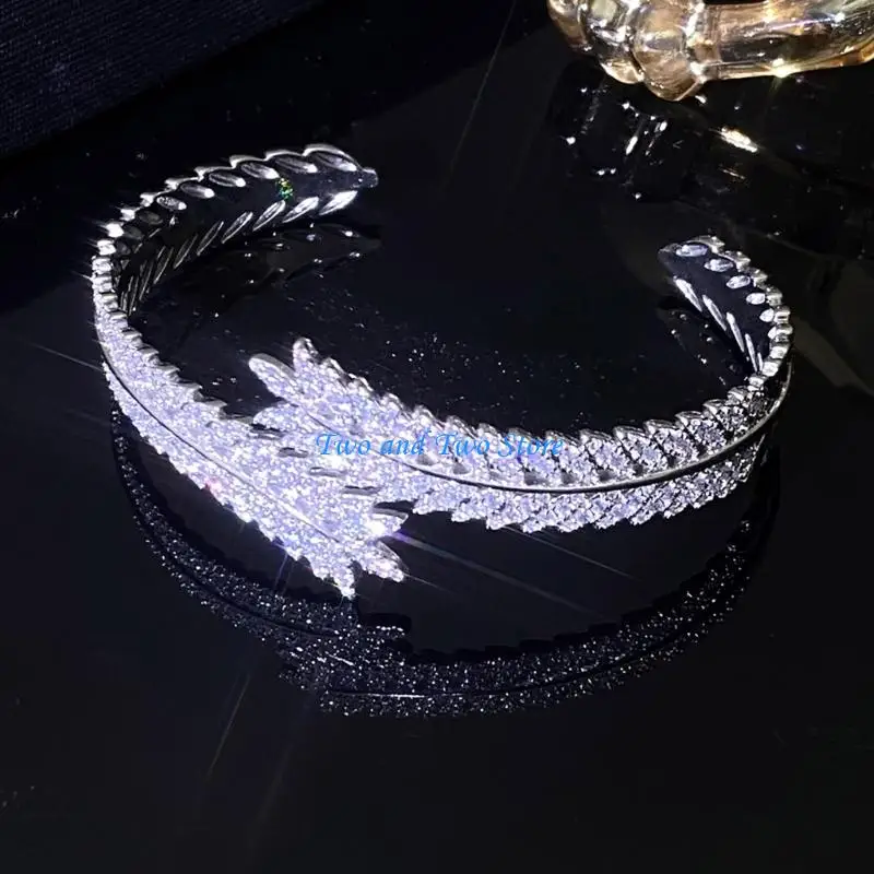 HX6F Stylish Open Cuff Bracelet Rings Set Featuring Micro Setting Craftsmanship