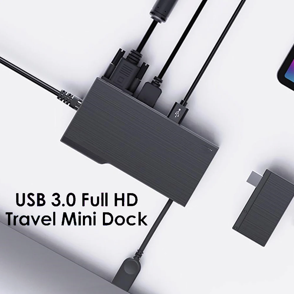 

USB C Hub 9 in 1 Dual Display USB3.0 Docking Station Laptop Multiport Adapter with RJ45 HD Multimedia Interface VGA Port