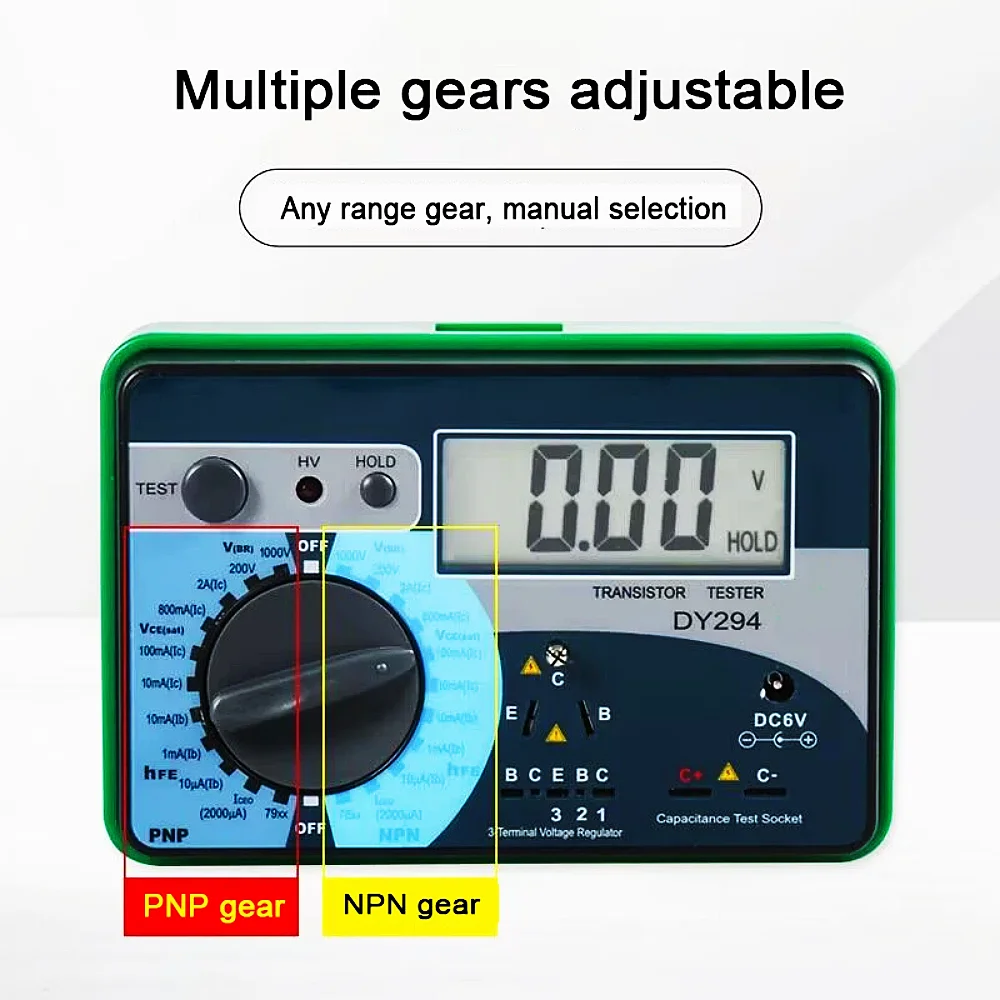 DY/294 Multifunction Digital Transistor Tester Semiconductor Diode Triode 1000V Reverse AC DC Voltage Capacitance FET SCR Tester