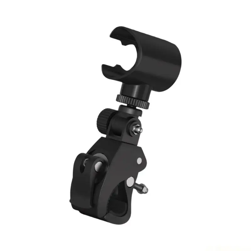 E56B Adjustable Portable Fan Holder Mount for ChillPill Stroller and Bike Mount, Round Tube Clip with Grip Pad and Jointed