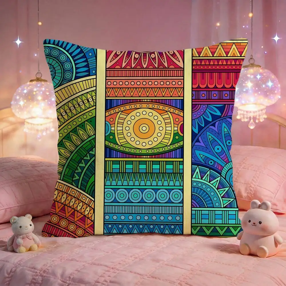 Exotic Ethnic element Cushion Cover Premium Comfort Reversible Pillow Cove -Two in One Design for Any Room & Car Interior