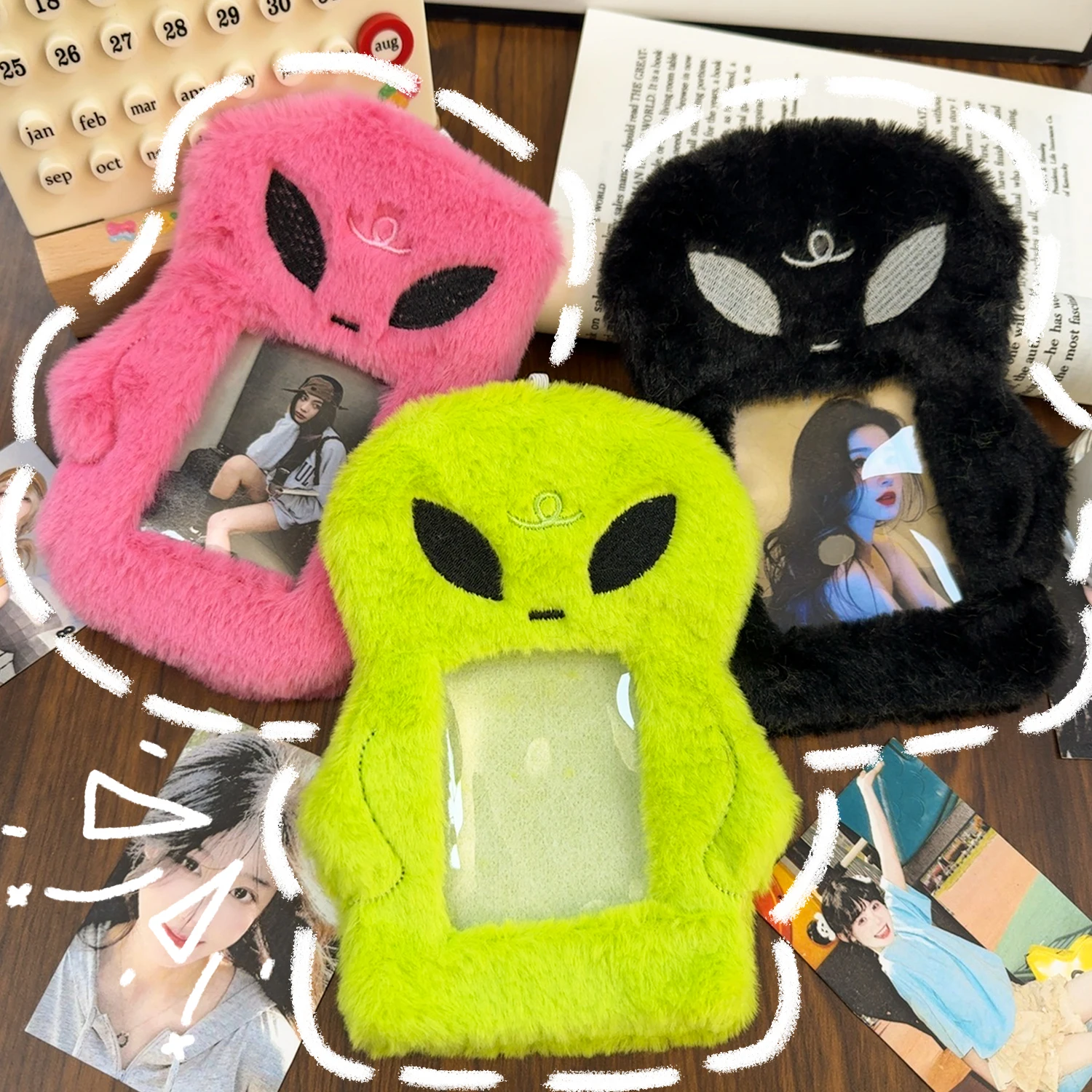 Personality Alien Plush Card Holder Pendant 3 Inch ID Card Meal Card Scratch-proof Storage Case Idolize Photo Storage Case Decor