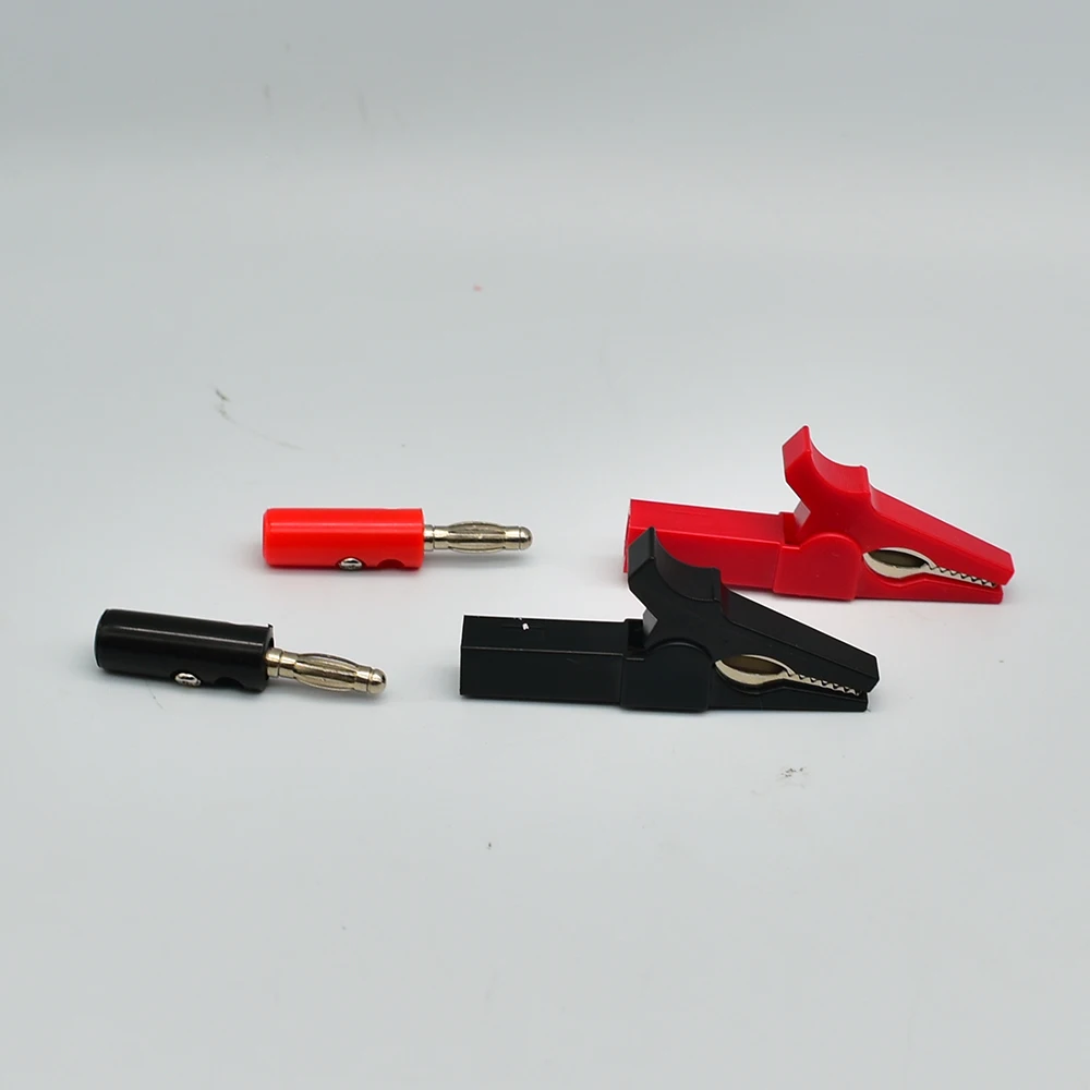 55MM Alligator Clip + BANANA PLUG, Test Probe With 4mm Banana Plug Cable Clips Socket Battery Red Black