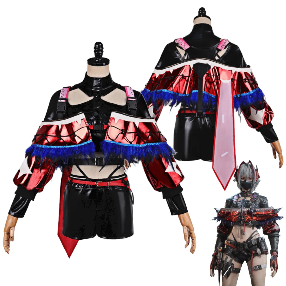 

Delta Force Hackclaw Косплей костюм Май Сяовэнь Форма тактического агента Сексуальный красный наряд из лаковой кожи на Хэллоуин