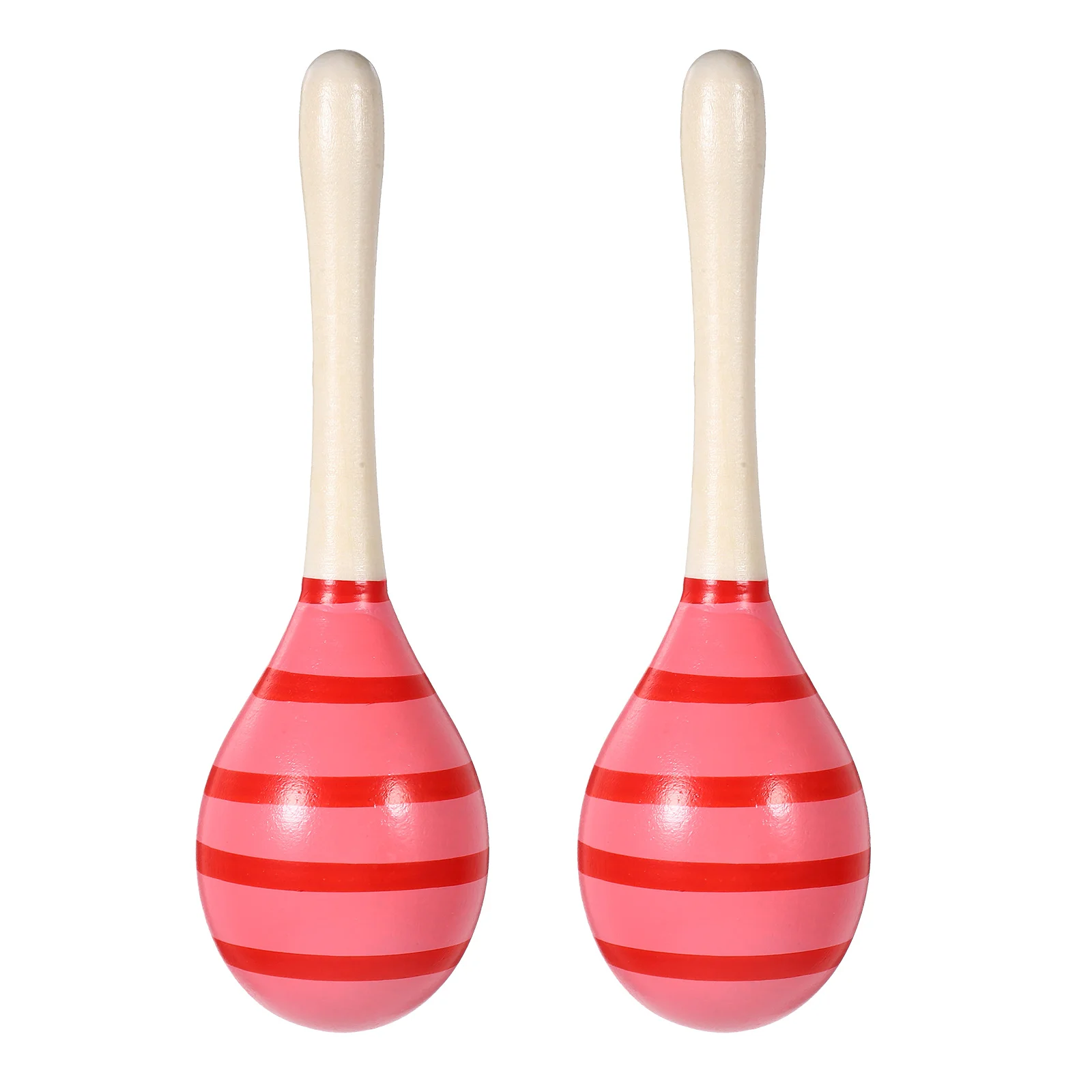 2 Pcs Wooden Maracas Kids Shakers Percussion Instrument Toys Handheld Musical Instruments Noise Maker Pink for Baby Child