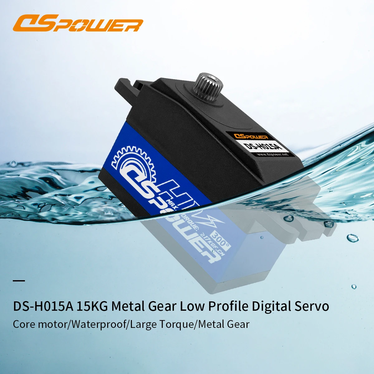 DSpower 15KG 300° Quick Response Metal Gear Standard Digital Low Profile Servo for 1:10 RC Car Airplane Robot Arm Huina Car