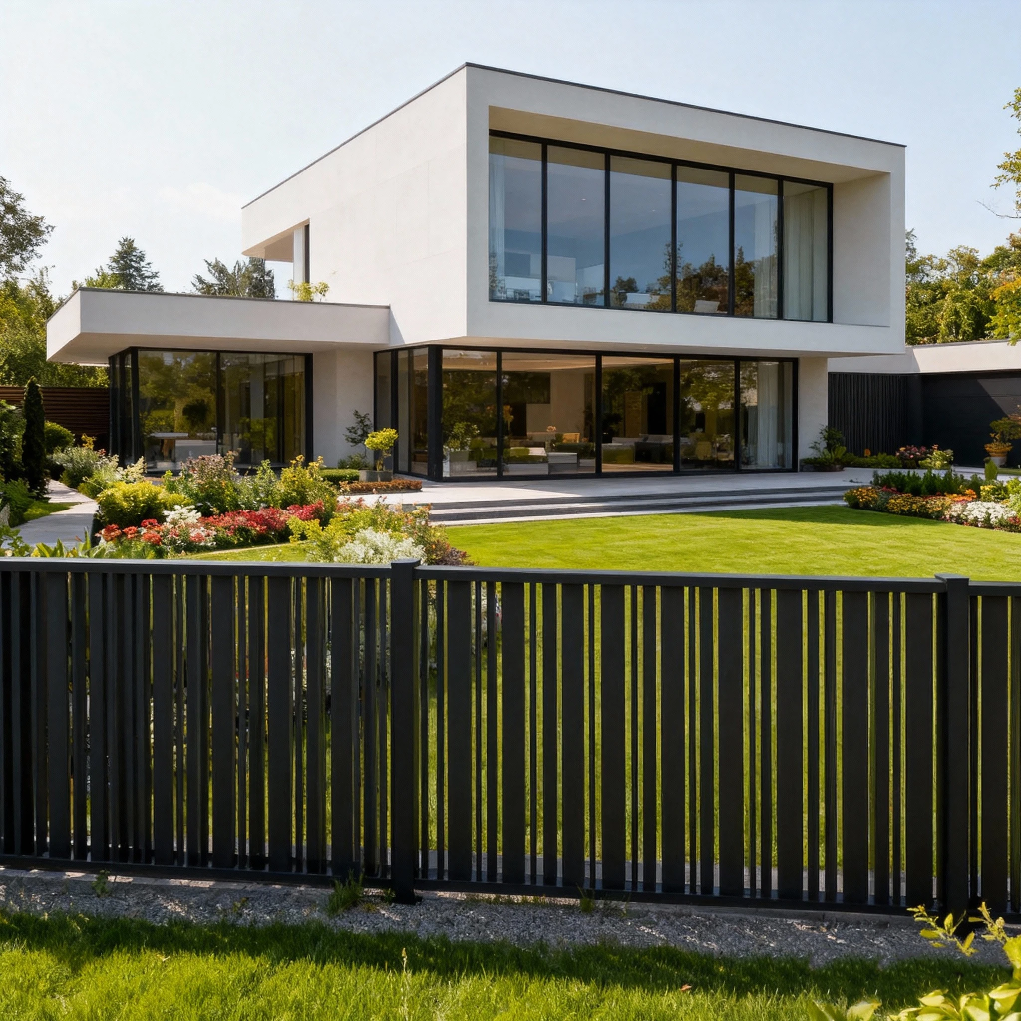 맞춤형 합금 브러시 마감 야외 난간, 빌라 계단 발코니/테라스 난간, 현대적 디자인, 견고함