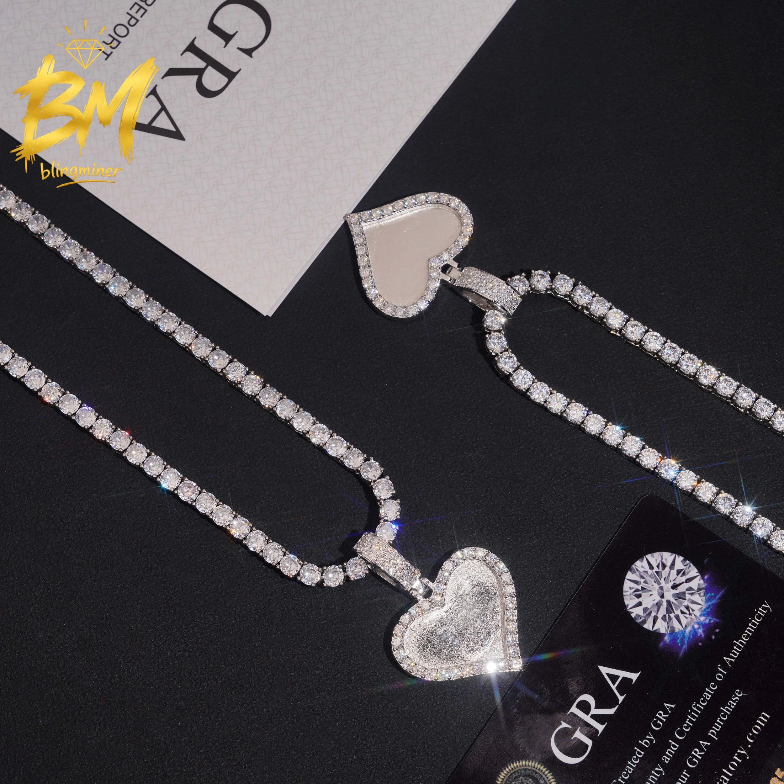 Blingminer 29mm Iced Out  Photo Picture S925 Silver VVS Moissanite Pendant For Men Women Pendants Jewelry Pass Diamonds Tester