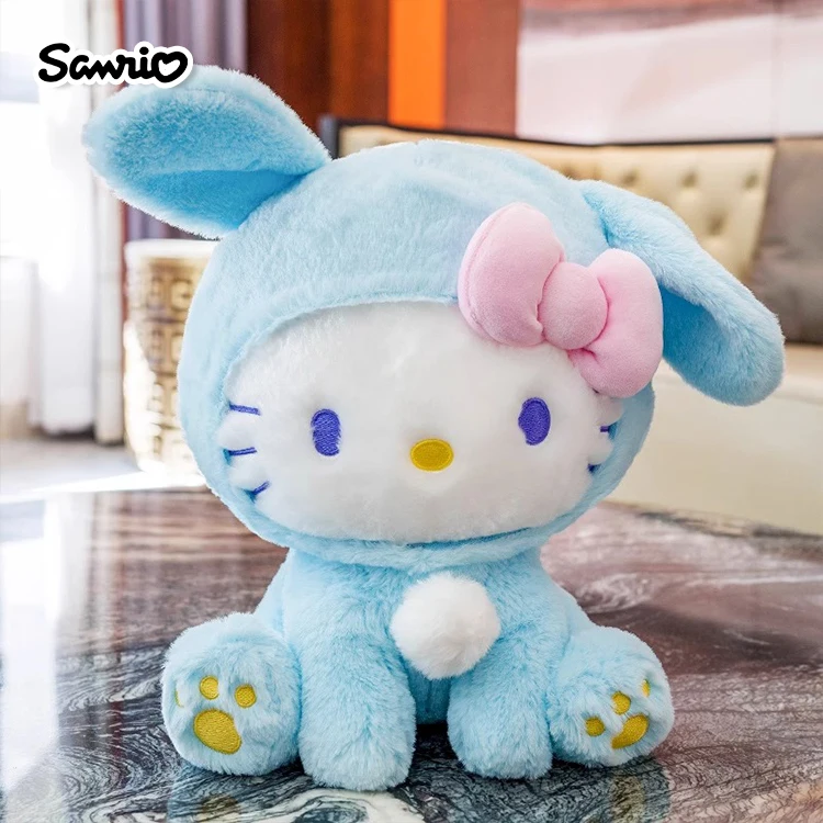 Anime Sanrio Hello Kitty KT Cat Rabbit Stuffed Toys Cute Plush Toys Kawaii Cartoon Dolls Birthday Gift For Kids Baby Girlfriend