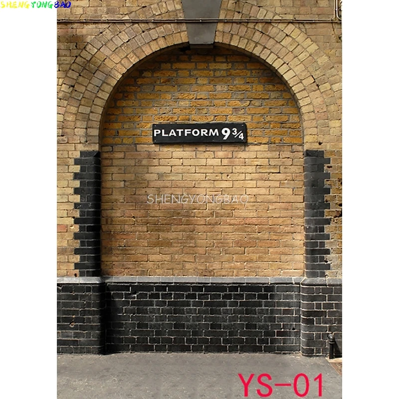 SHENGYONGBAO 맞춤형 비닐 벽돌 벽, 9 3/4 스테이션 사진 배경 소품, 빈티지 천국 마법 스튜디오 배경 SS-9051