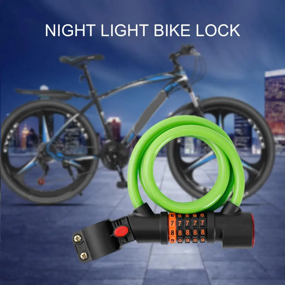 

Easy to Carry Bike Lock Combination Lock for Bicycle High Security Bike Lock with Tail Light Heavy-duty Anti-theft Cable 5-digit