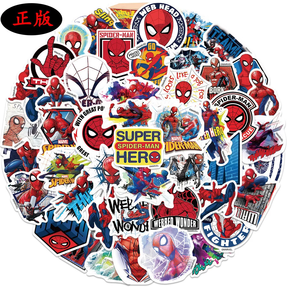 50 Stück Cartoon coole Disney Spiderman Aufkleber für Laptop Gitarre Koffer Motorrad Graffiti wasserdichte Aufkleber Aufkleber Kinderspiel zeug