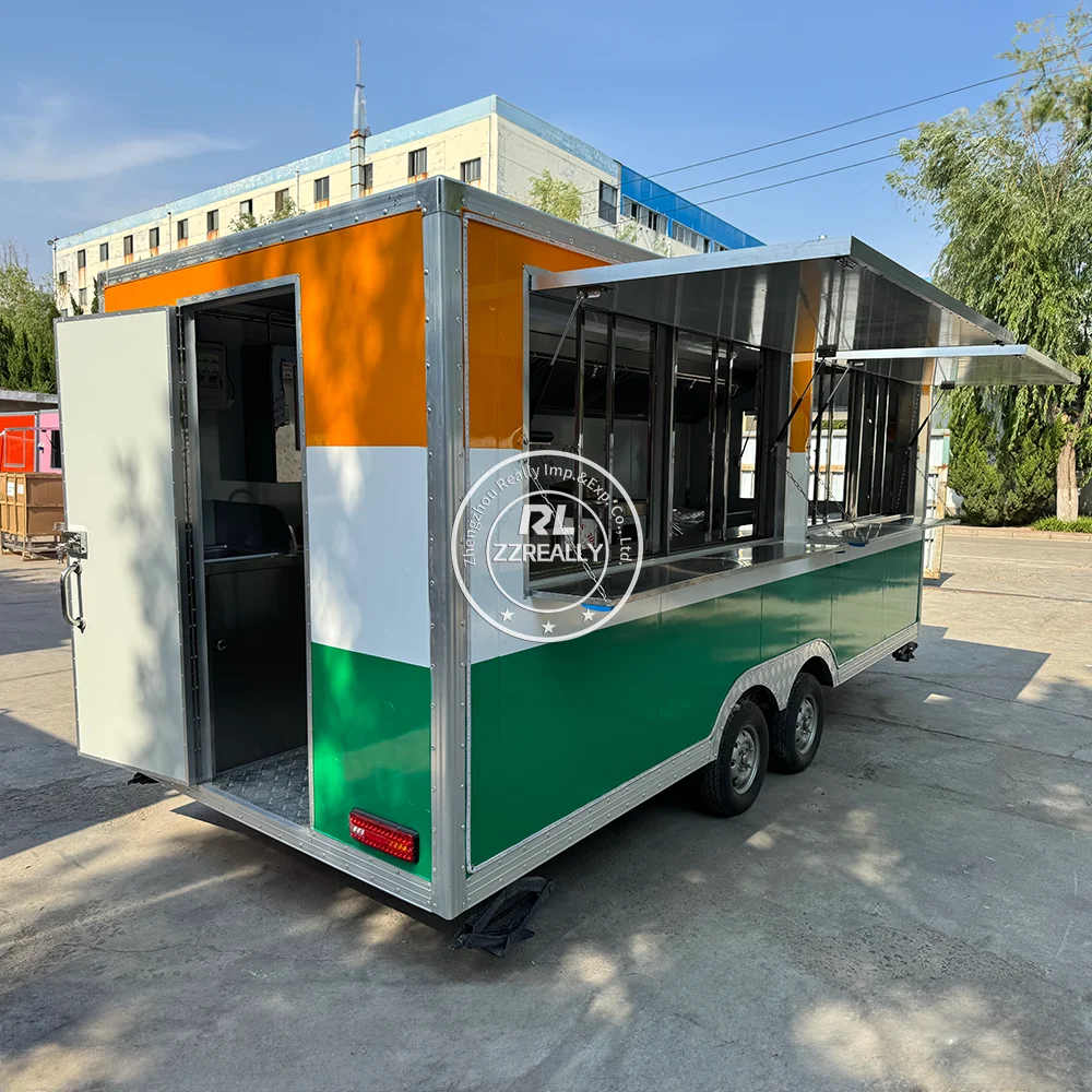 Mobile Food Truck Snack Pizza Kiosk With Fully Equipments Coffee Shop Mobile Restaurant Fast Food Truck Trailer