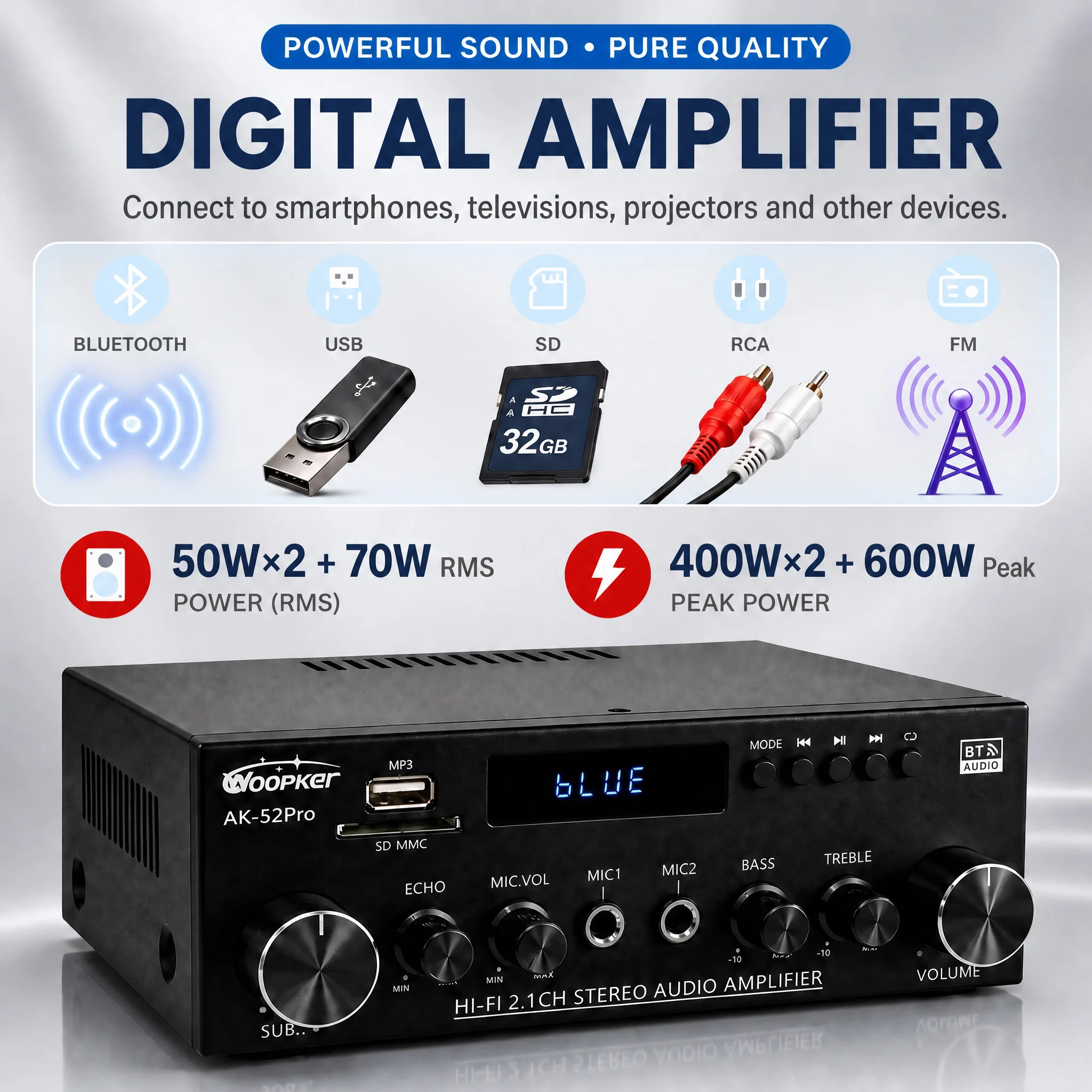 우프커 AK52 프로 2.1 채널 하이파이 스테레오 사 - Home Cinema Yamaha 리뷰 및 가격
