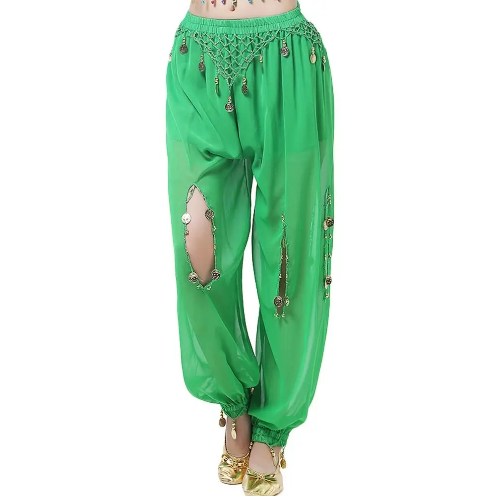 Borlas brillantes pantalones de baile de gasa Bloomers pantalones de danza del vientre trajes de espectáculo