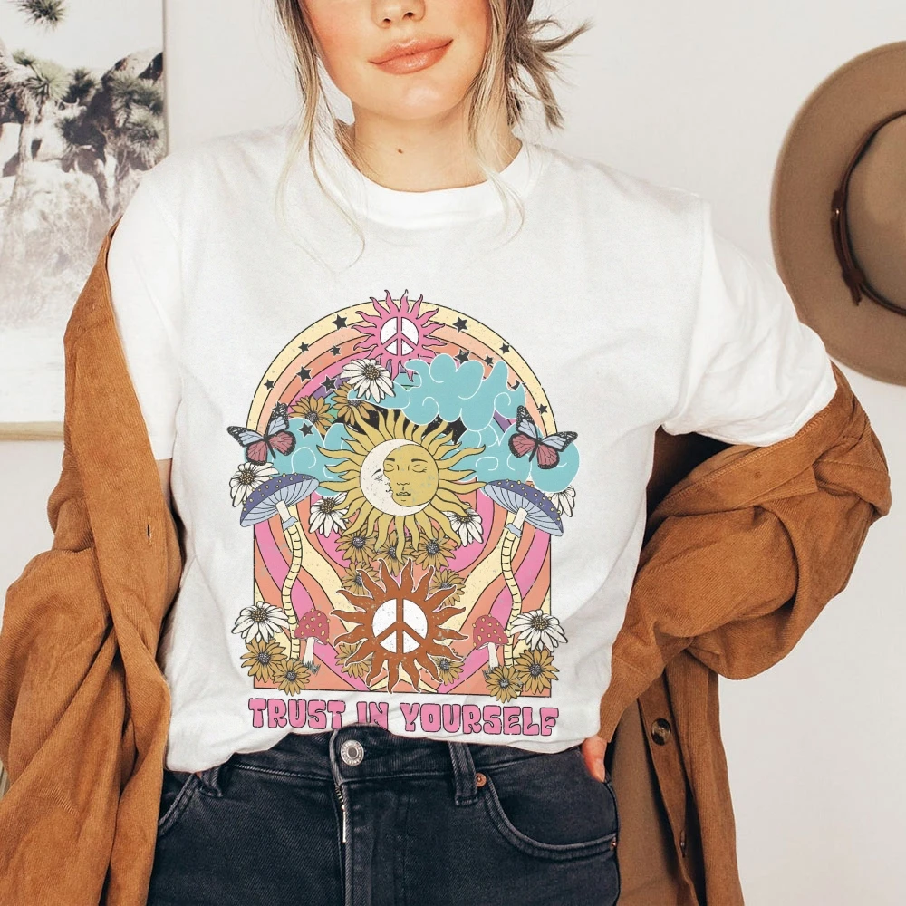 Trust In Yourself T-Shirt Peace Inspirational Sun Moon T-Shirt Sun Shirt Moon T-Shirt Hippie Moon Shirt Gift For Her T-Shirt