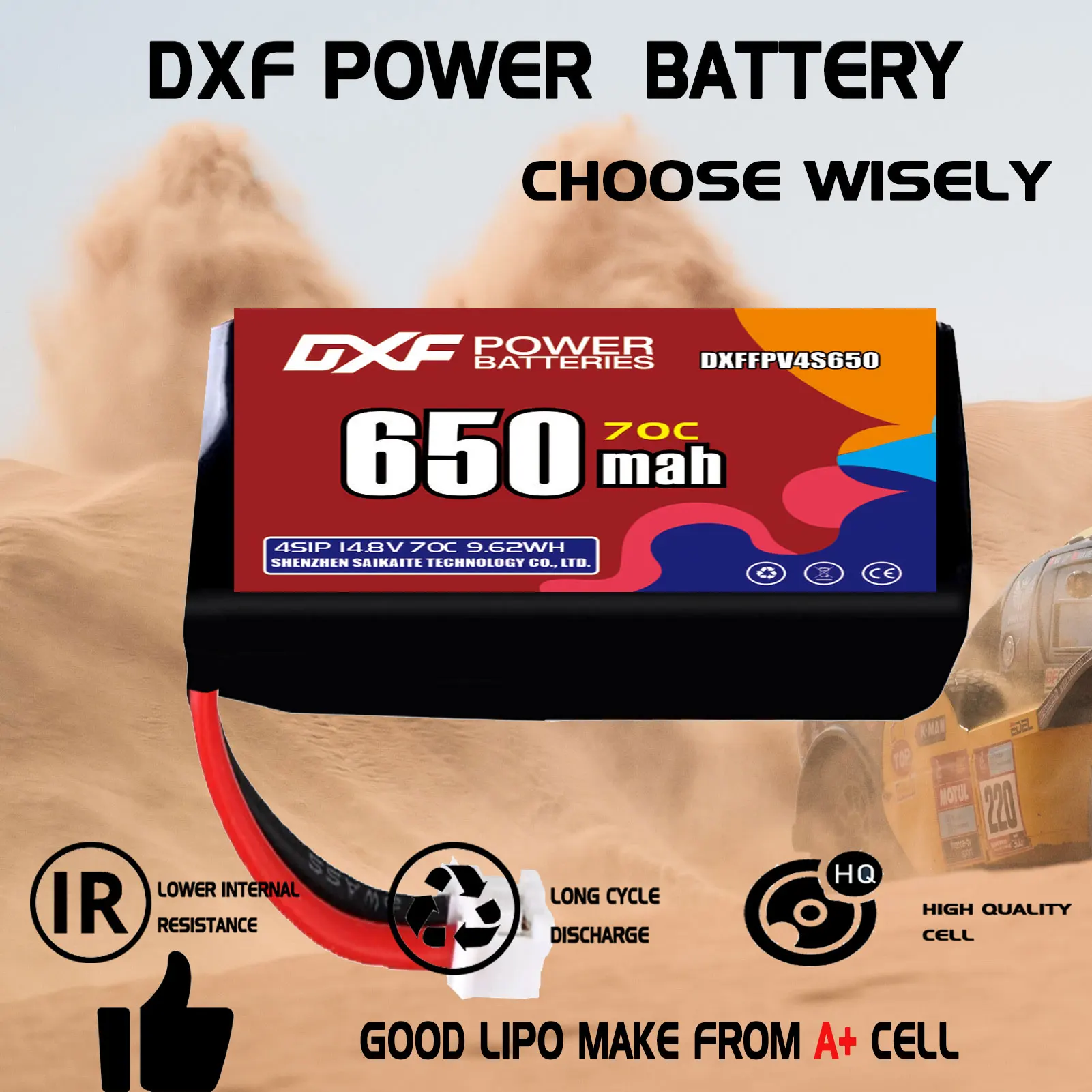 DXF Lipo 4S Batterij 14.8V 650mAh 70C met XT30 XT60 JST Plug voor Vliegtuig RC Helicopter Quadcopter FPV Racing Drone Onderdelen