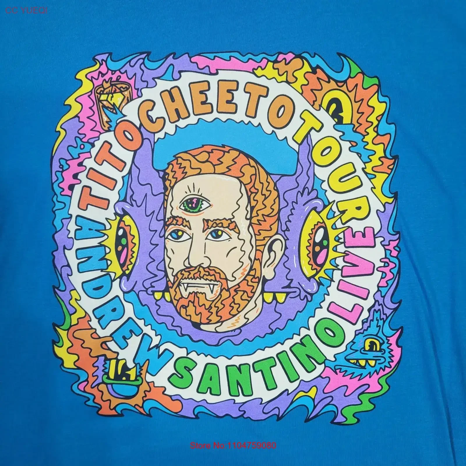 Camiseta de la gira de Andrew Santino Tito Cheeto para hombre, talla M, estilo psicodélico, cómico, vintage, lavado, transpirable, suave, estilo streetwear.
