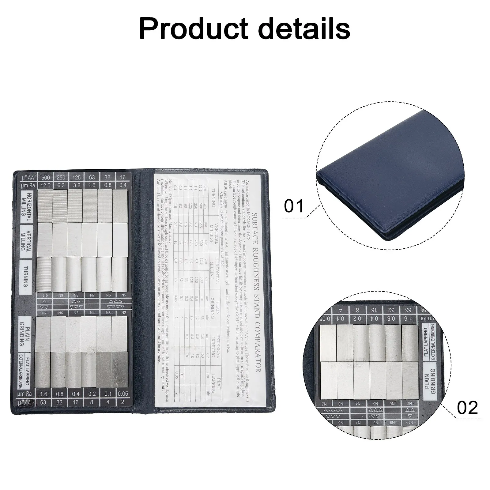 Ra0 05 Roughness Sample Block for Exterior Mechanical Parts with 30 Calibrated Pieces for Accurate Texture Inspection