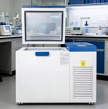Ultra-low Temperature test Cabinet -125℃ to -150℃ LED Screen Horizontal Deep-Freeze Storage Freezer for Lab Use