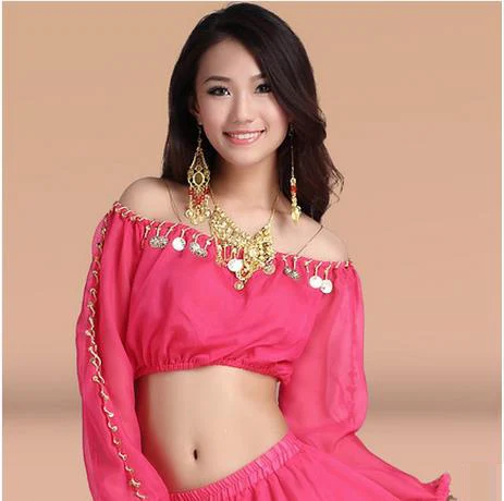 New arrival cheap crystal cotton and mesh belly dance top for belly dancing momen half sleeves belly dance tops sexy top 9 color