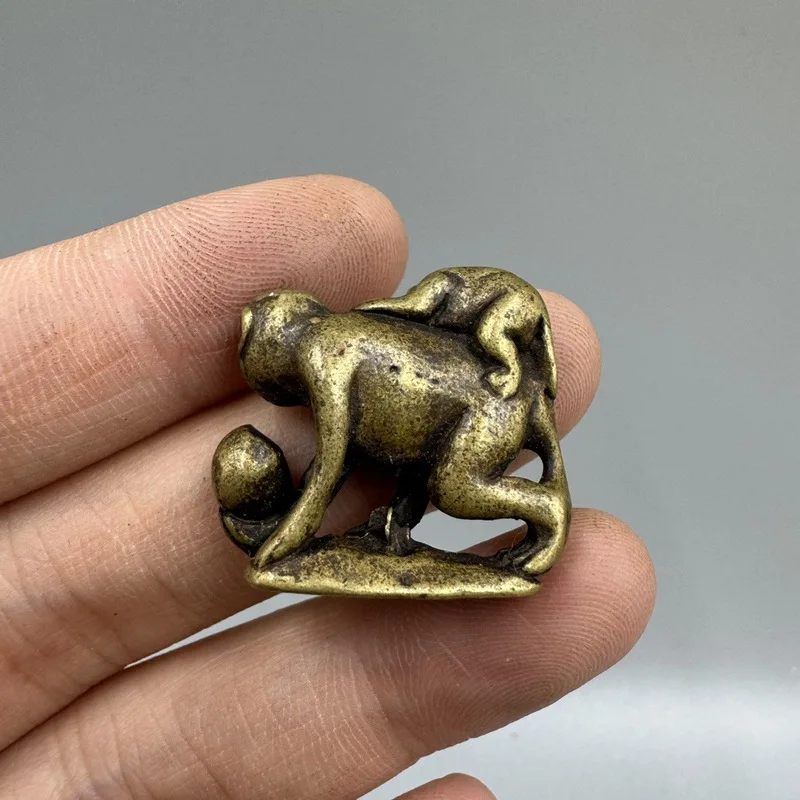Antique Brass Pendant "Raising Generations to Be Generous" Small Ornament Zodiac Monkey Bronze