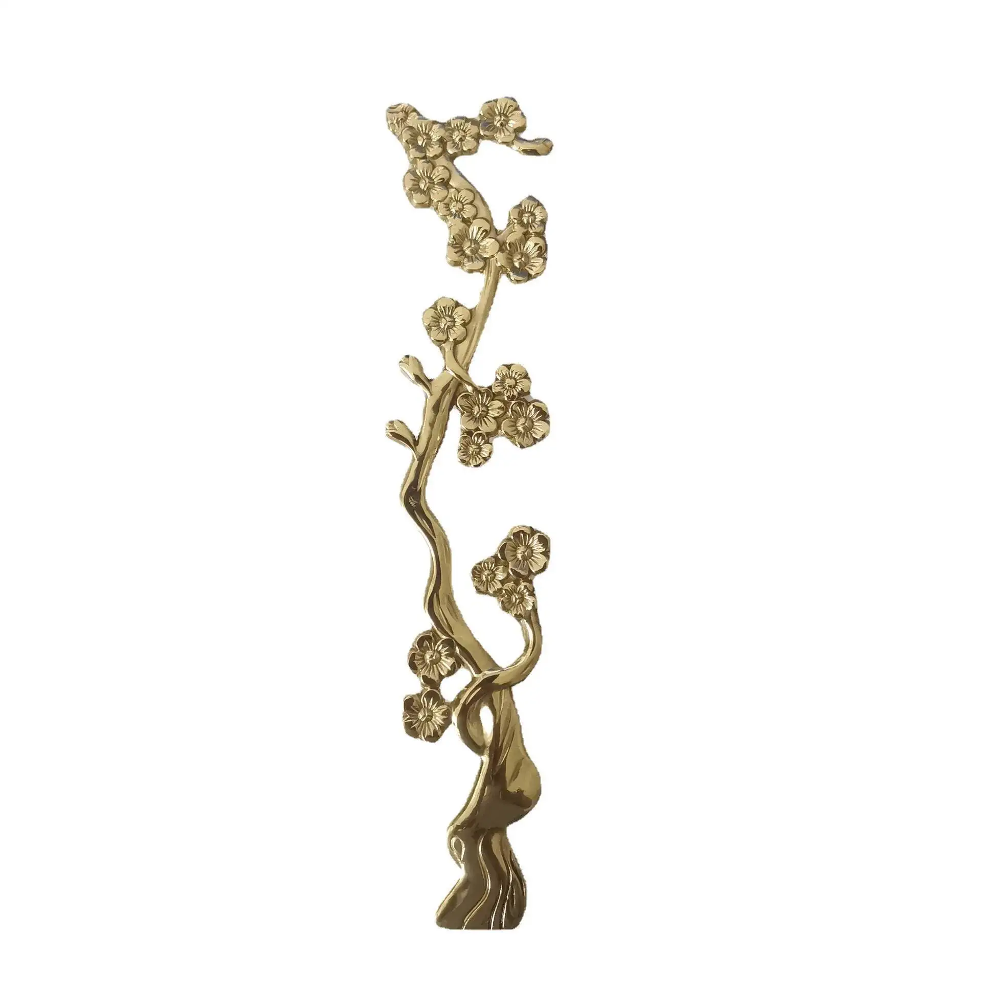 真鍮製梅の花の枝型ロングハンドルワードローブキッチン食器棚キャビネットドア引き出しプル装飾家具ハンドルハードウェア