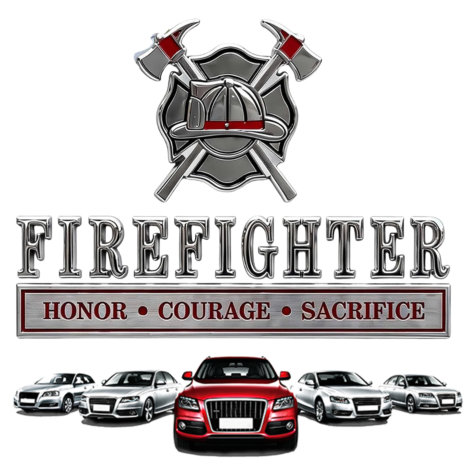 3D Firefighters Veteran Car Emblems Metal Patriotic Car Badge Fire Axe Helmets Pride Badges for Firemen Veterans Volunteers Gift