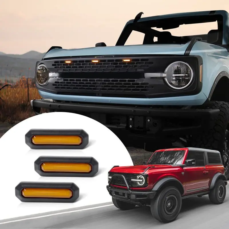 

Янтарный светодиодный светильник для дневных путешествий на передней решетке, средняя сетка, маленький желтый свет, подходит для украшения автомобиля Spirit Horse, аксессуары