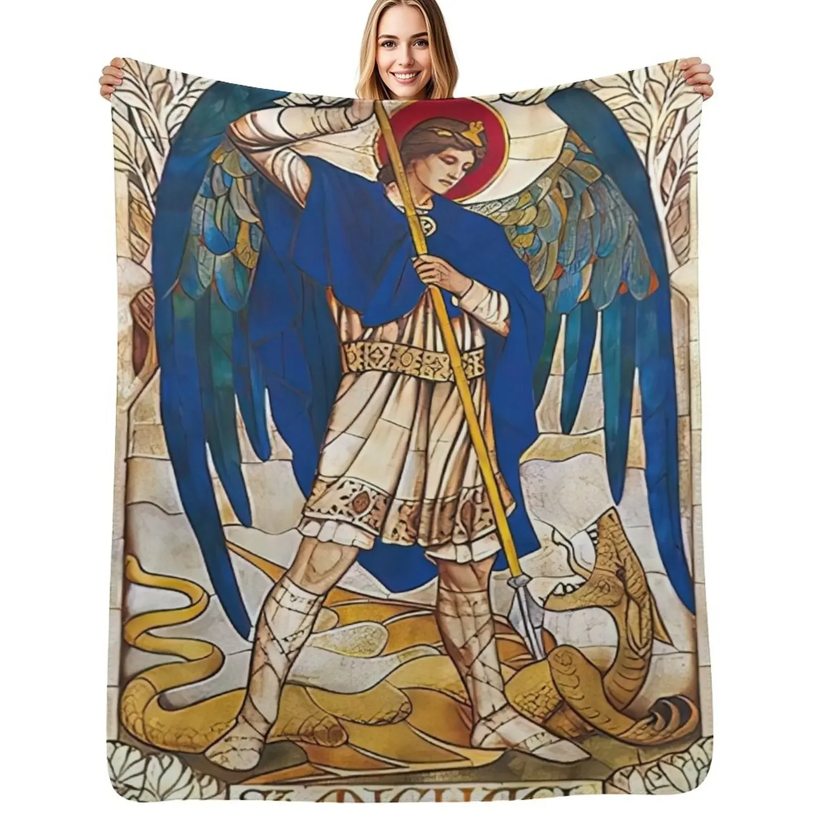 

St MIchael the Archangel Angel Saint Throw Blanket Quilt Bed cosplay anime christmas decoration Blanket