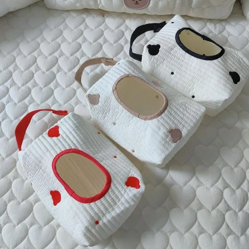 【Simple Portable Fabric Tissue Box Car Hanging Wet Wipes Case Storage Pouch Multifunctional Paper Holder Napkin Organizer】 view 3