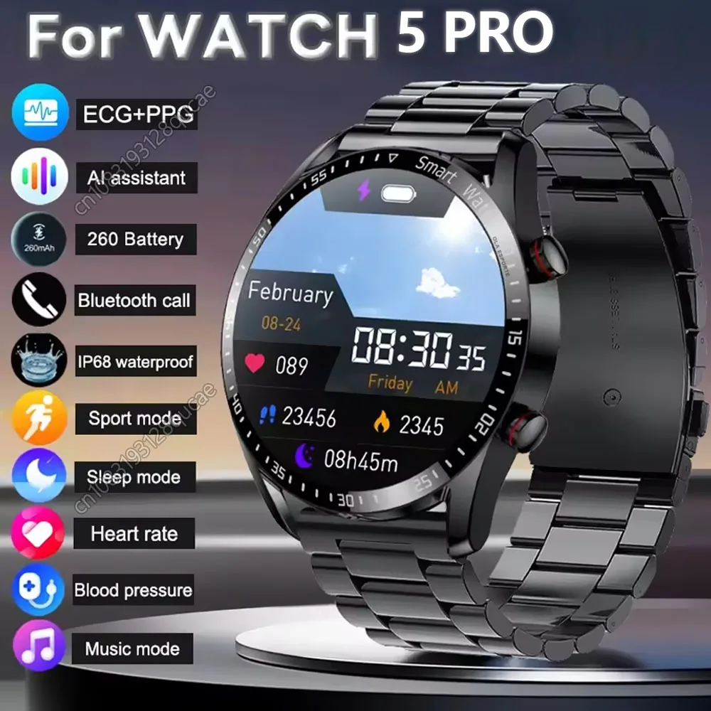 

2025 Новые Смарт-часы с голосовым вызовом для мужчин, 5,53-дюймовый AMOLED-экран, спортивные часы, ЭКГ + PPG, мониторинг здоровья, умные часы для мужчин для Android IOS