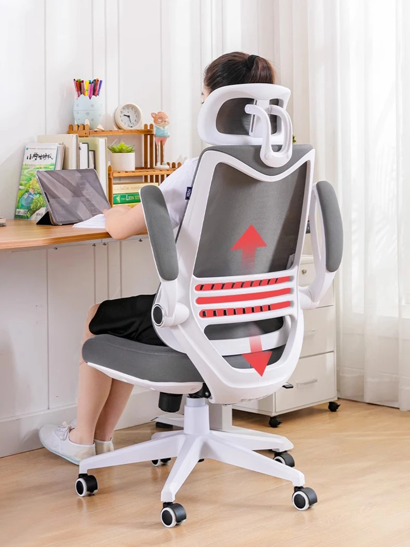 Ergonomiczne mobilne siatka na krzesło biurowe z nylonową nogą komputerowe krzesło biurowe do salonu Vanity Silla Gamer meble biurowe LVOC