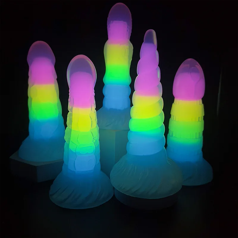 Luminous Silicone Dildos Transparent Double-Layer Butt Plug Women Masturbator Prostate Massage Adult Sex Toys Glowing Anal Dildo