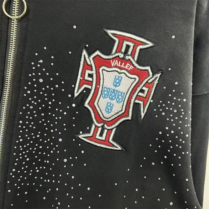 شعار مطرز VALLEY كلاسيكي هوديس الرجال النساء 1:1 أفضل جودة خمر غسلها فالي الأسود سستة بلوزات