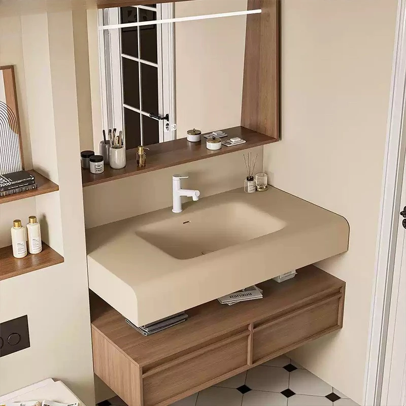 

Integrated basin medium antique bathroom cabinet combination hand wash basin washbasin smart mirror artificial stone