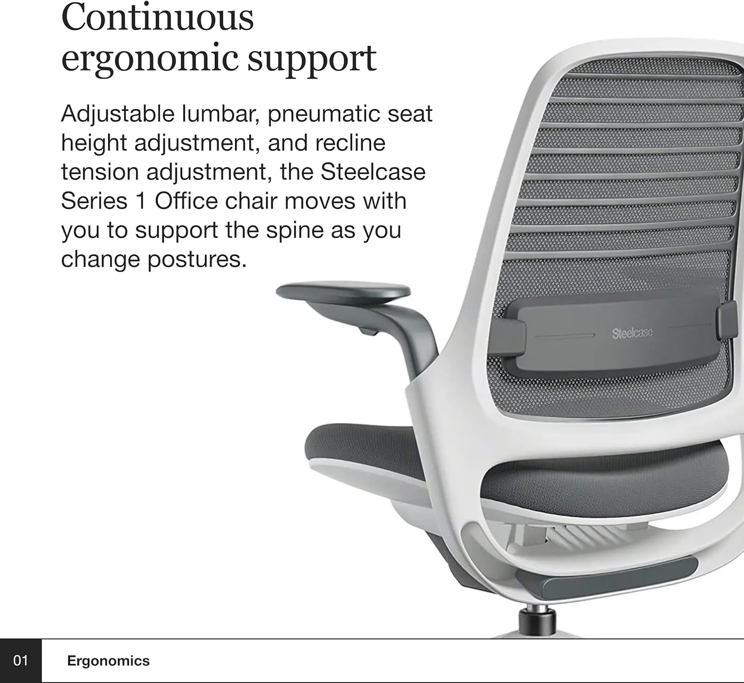 Steelcase Series 1 Office Chair-Ergonomic Work Chair with Wheels for Hard Flooring - Helps Support Productivity-Weight-Activated