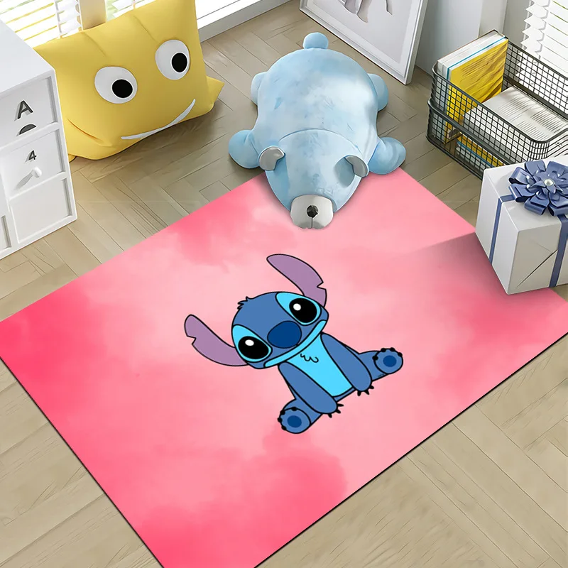 Disney Lilo and Stitch Flannel Mat Non Slip Bath Mat Anime Cartoon Stich Cushion Absorbent Carpet Living Room Bathroom Decor Mat