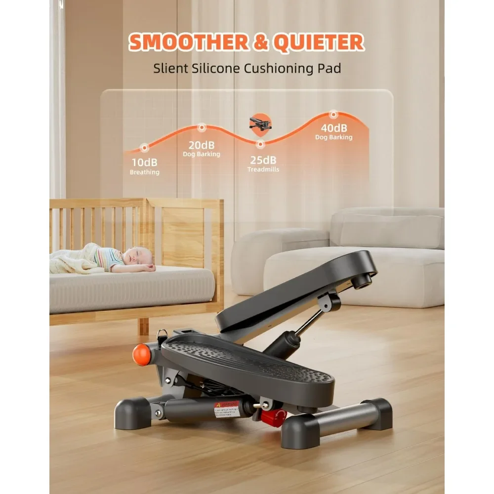 Mini Stepper with Resistance Ladder 330 lb Load Stepper, Stepper with Resistance Band Workout Equipment,with LCD DisplaySteppers